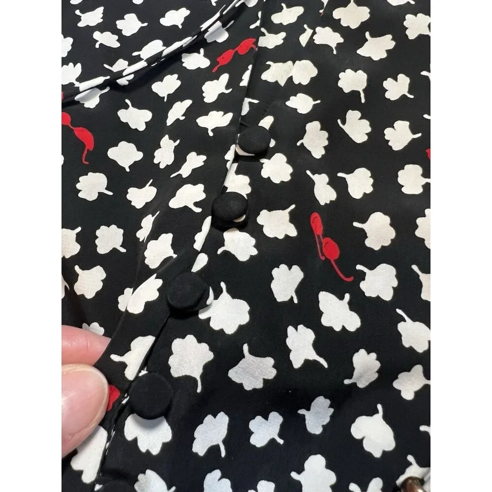 Anthropologie Maeve Odelia Black Floral Mini Dress Size Medium Sunglasses Pocket - Picture 14 of 15